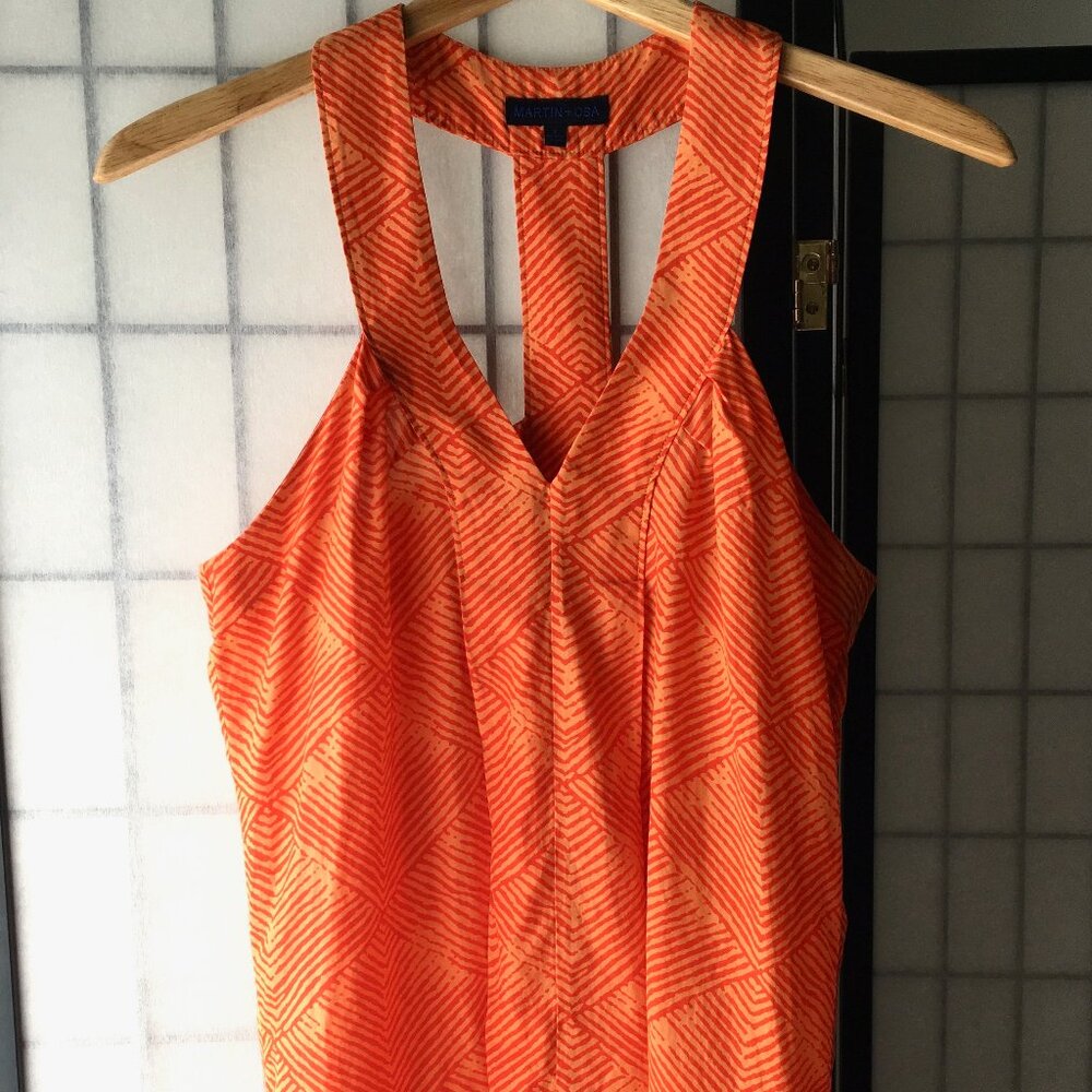 Martin + OSA Orange Silk Blend V-Neck Halter Top Women Size 2
